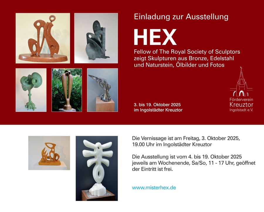 Einladung zur Skulpturen-Ausstellung „HEX“